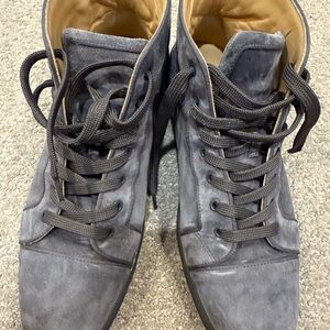 Louboutin Louis Orlato Flat, Velour, Smokey. Size 44.5 (11.5)